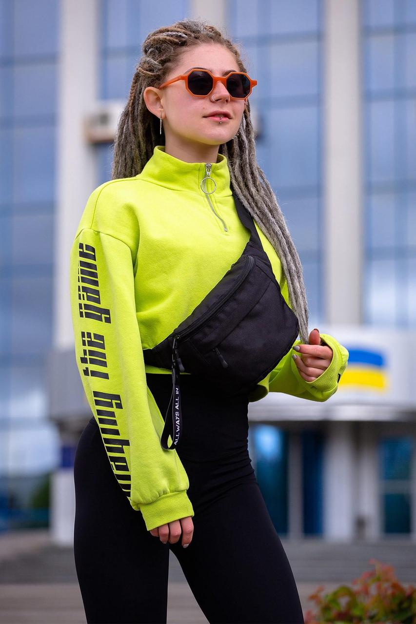Жіноча сумка бананка барсетка через плече without basic black, чорного кольору