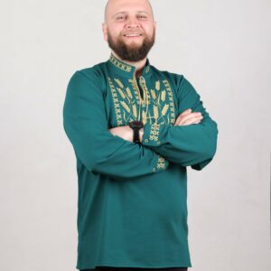 Вишиванка чоловіча "Колоски", ізумрудний