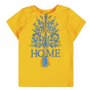 Дитяча футболка вишиванка "HOME", жовтого кольору