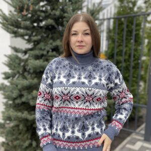 Светр новорічний "Орнамент" джинс