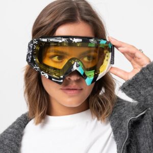 Жіночі Лижні Окуляри Гірськолижні Маска Дзеркальна Without Nafe Black&Yellow