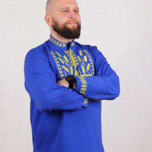Вишиванка чоловіча "Колоски", синього кольору