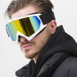 Чоловічі Лижні Окуляри Гірськолижні Маска Дзеркальна Without Chameleon White&Yellow