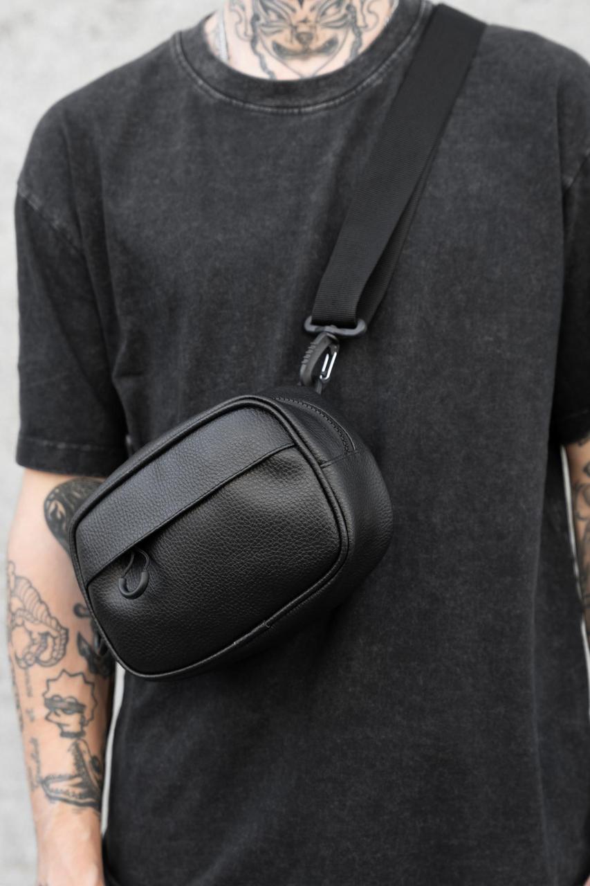 Чоловіча шкіряна сумка месенджер через плече without monogram crocodile black, чорного кольору