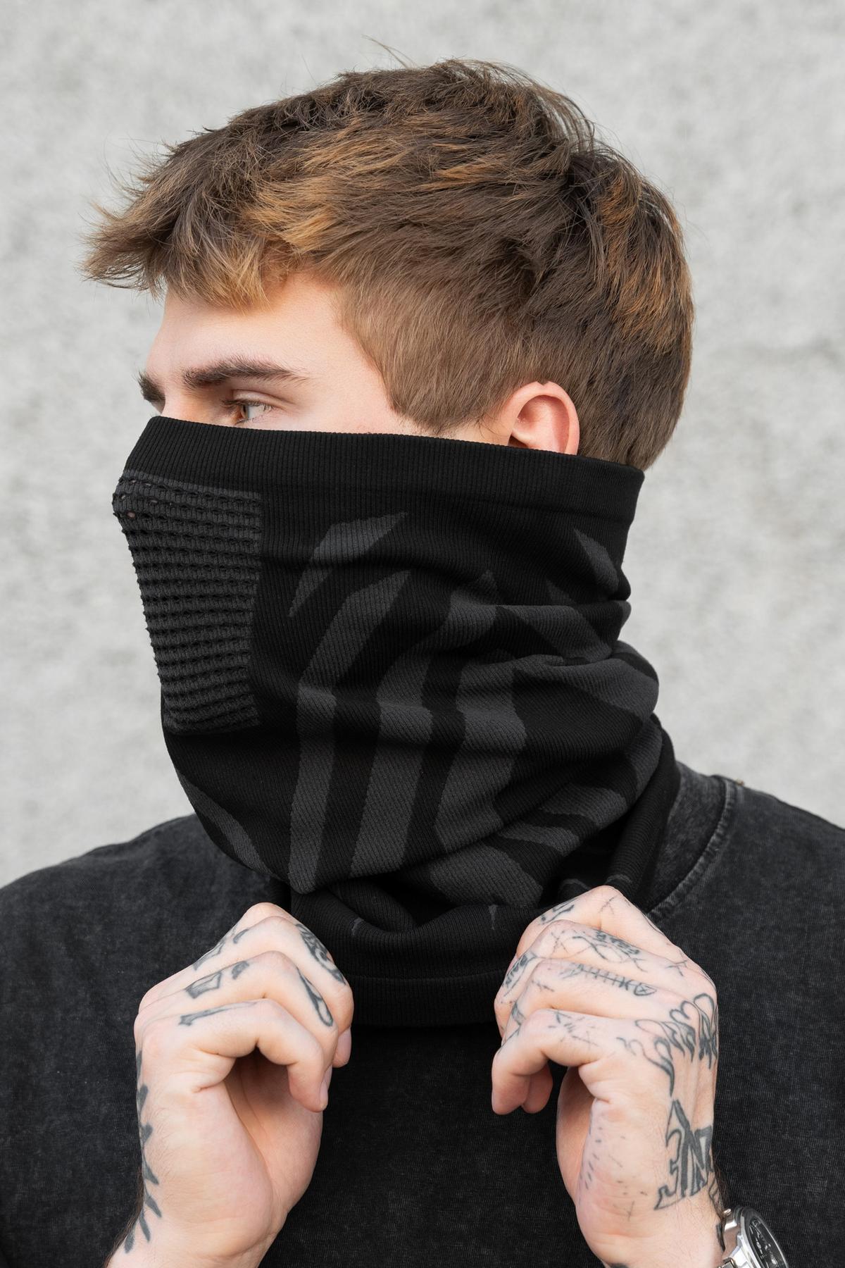 Чоловічий зимовий бавовняний дихаючий термо баф without scorpion black, чорного кольору