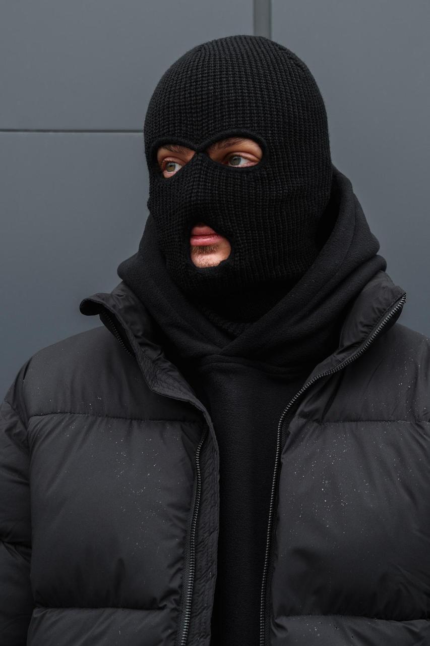 Чоловіча тепла зимова дихаюча універсальна балаклава without control black, чорного кольору