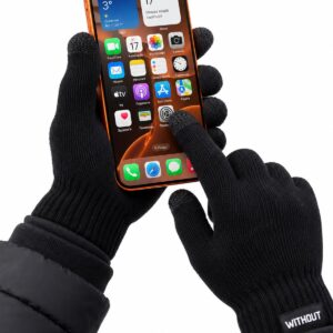 Унісекс чорні теплі сенсорні перчатки для смартфона without touch logo