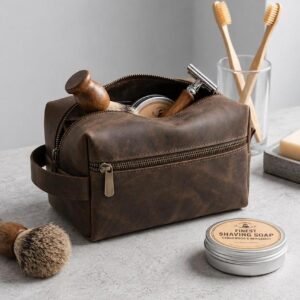 Шкіряна косметичка несесер із натуральної шкіри та карманом without sakvoyaj medium brown, коричневого кольору