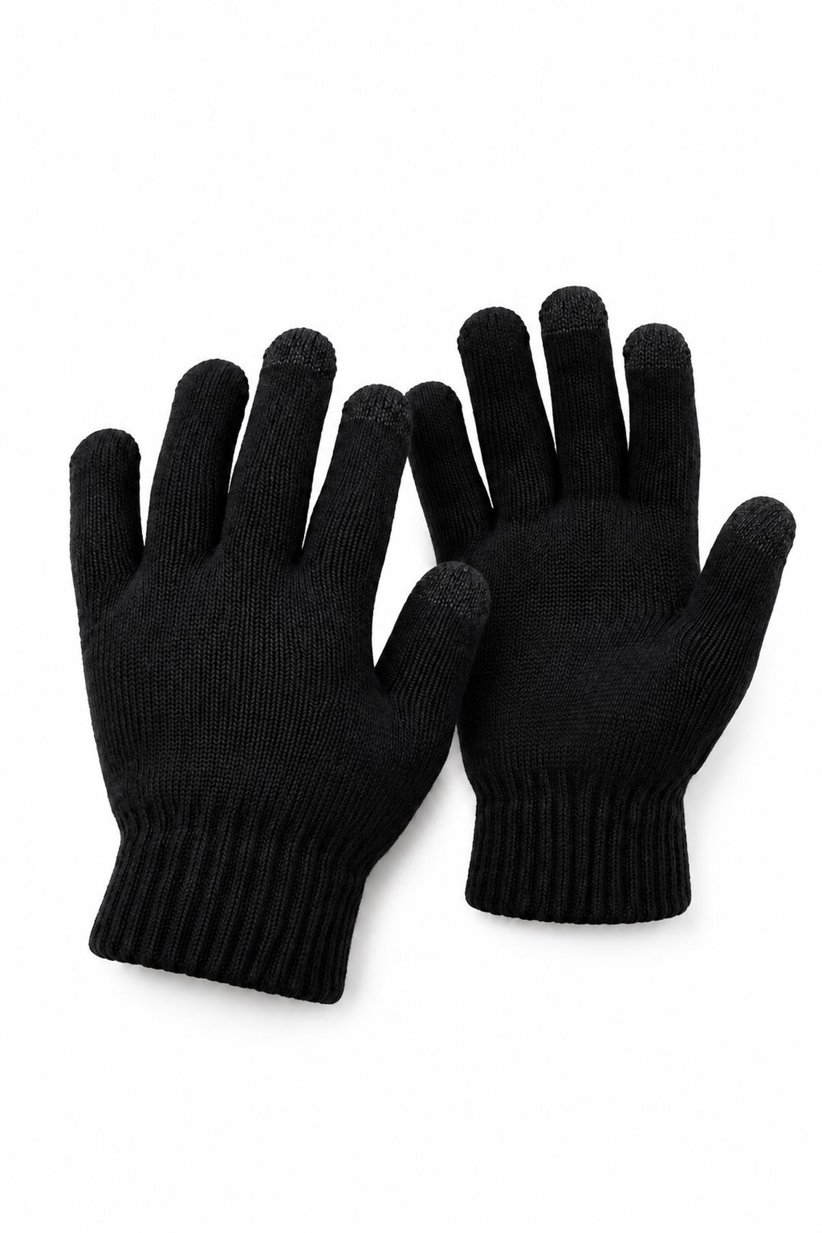 Унісекс чорні теплі сенсорні перчатки для смартфона without touch