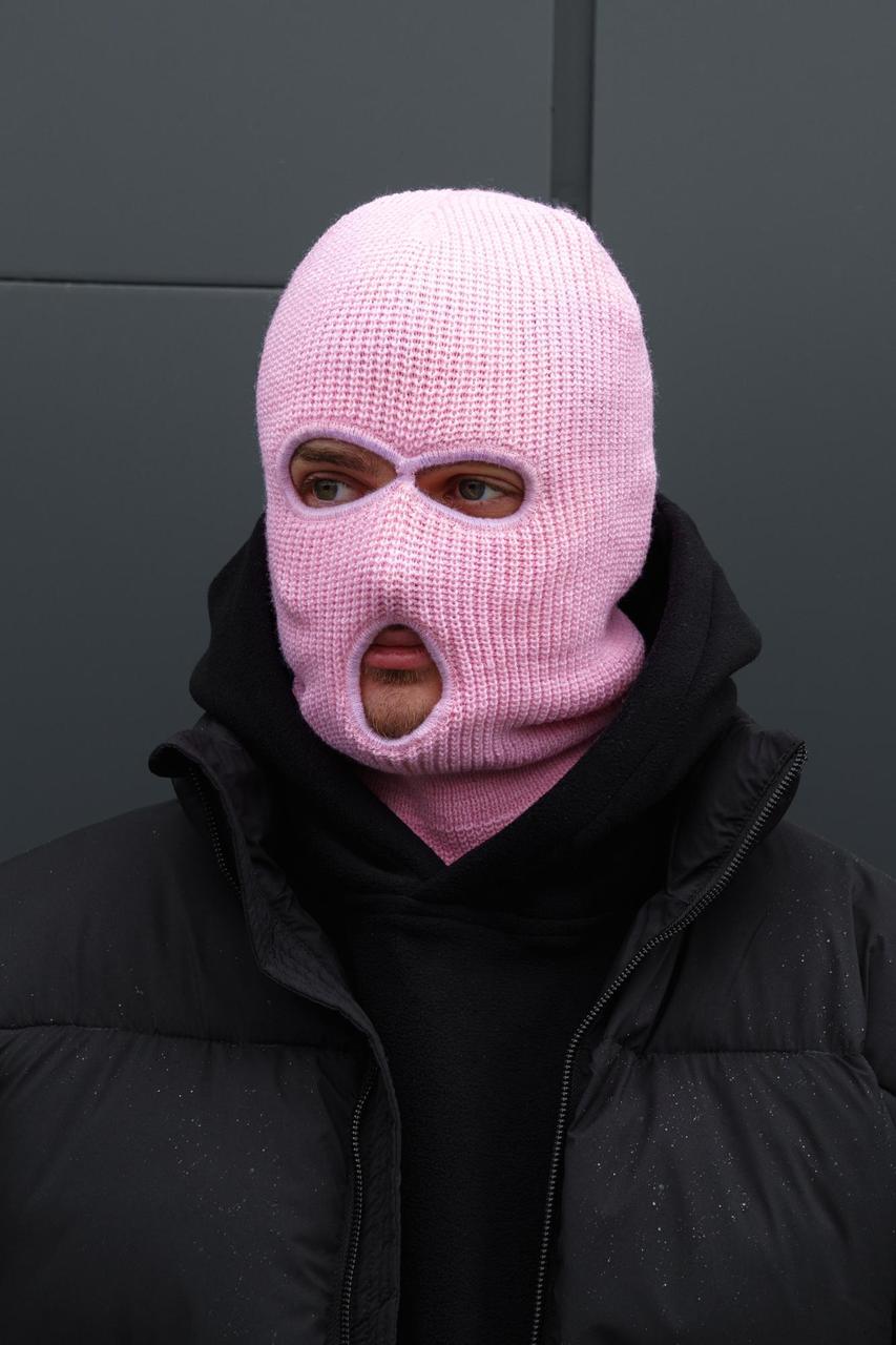 Чоловіча тепла зимова дихаюча універсальна балаклава without control pink, рожевого кольору