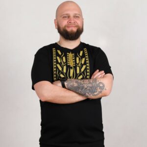Чоловіча футболка вишиванка "Колоски", чорного кольору