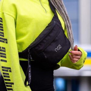 Жіноча сумка бананка барсетка через плече without з принтом 1702 black, чорного кольору