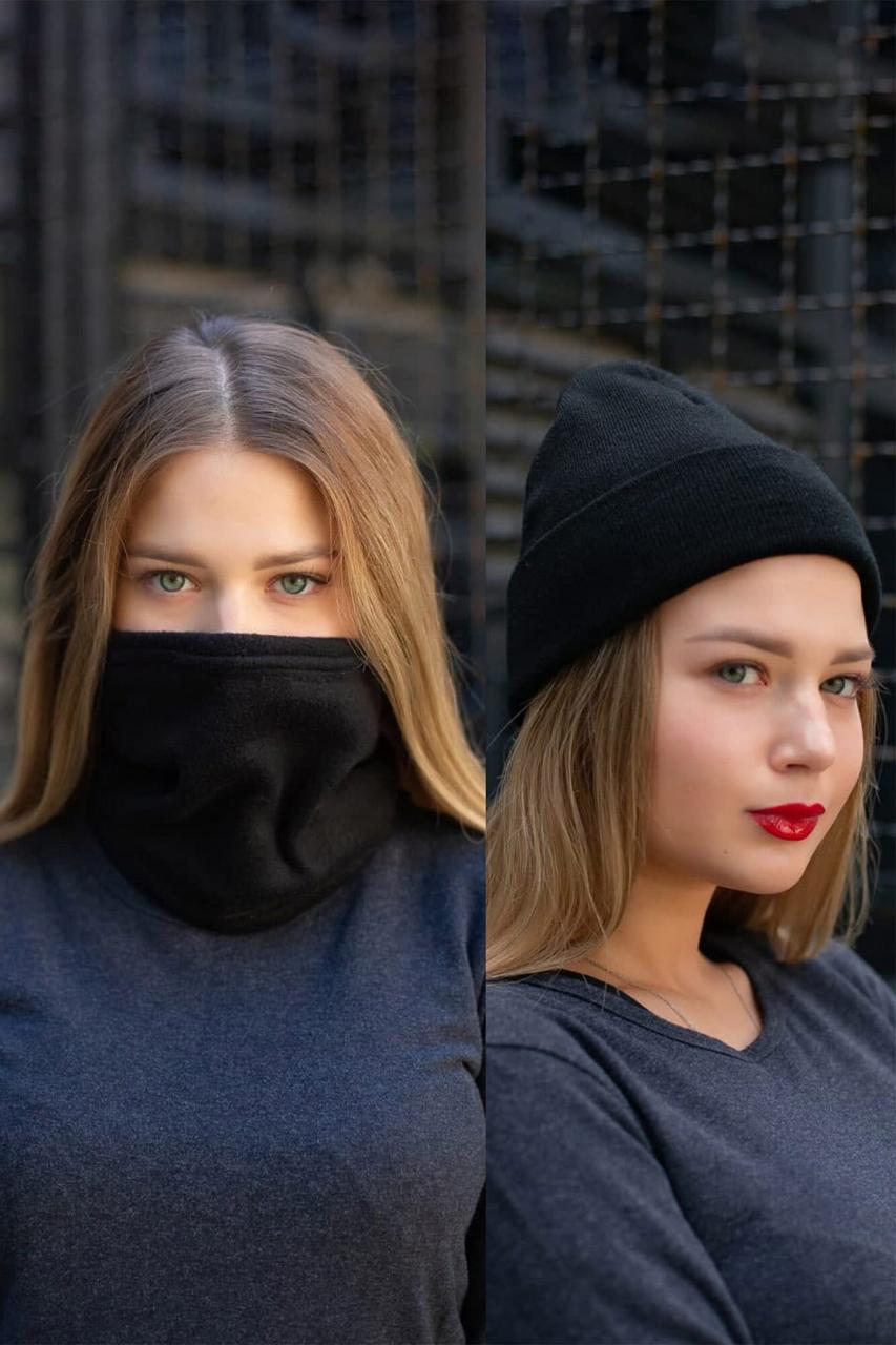 Зимовий комплект without шапка +баф woman black, чорного кольору
