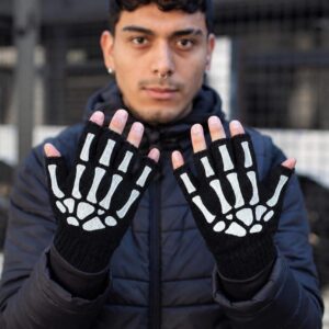 Чоловічі Перчатки Without Finger З Принтом Скелет Black