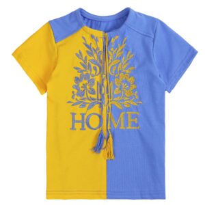 Дитяча футболка вишиванка "HOME", жовто-блакитний